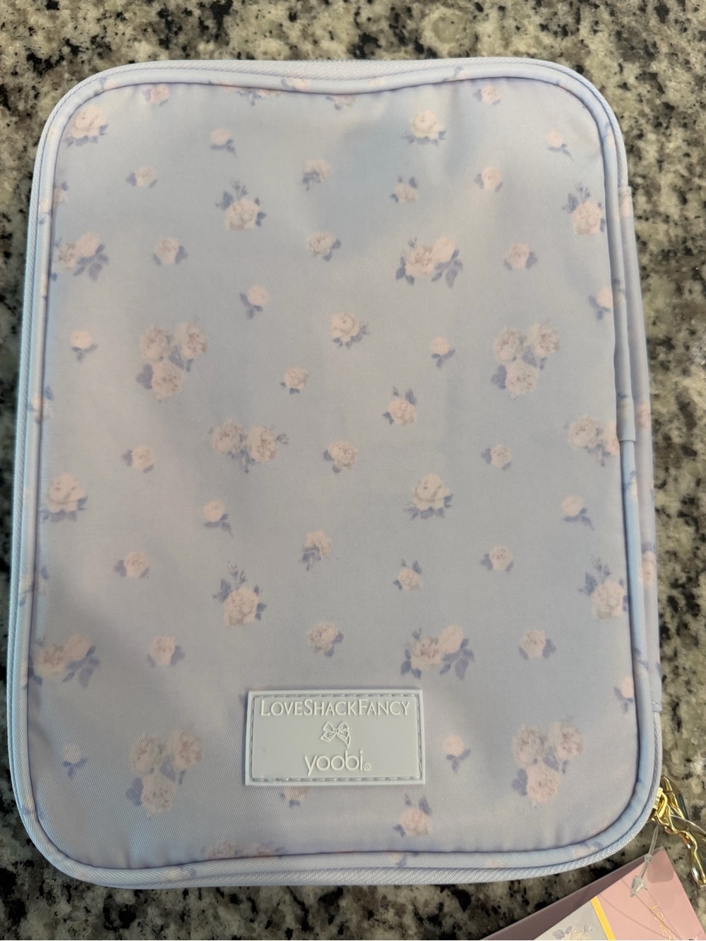 Yoobi Light Blue Floral Tech Organizer with Gold Bow Accent - Picture 3 of 4